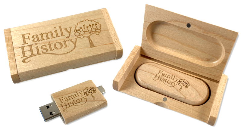 Family History USB Storage in Wood Presentation  Box
